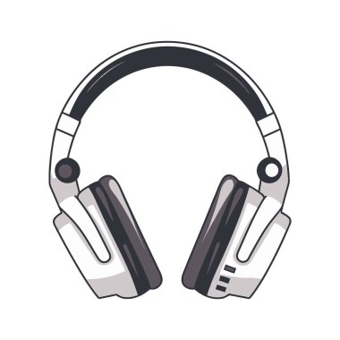 Kulaklık beyaz arka planda izole edilmiş. Kulaklığın şirin görüntüsü. Vektör çizimi. Üretilmiş Yapay Zeka