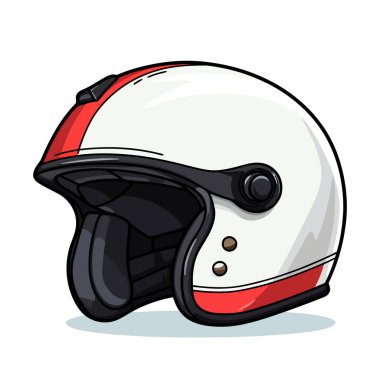 Motosiklet kaskı beyaz arka planda izole edilmiş. Yarış kaskının şirin bir görüntüsü. Vektör çizimi. Üretilmiş Yapay Zeka