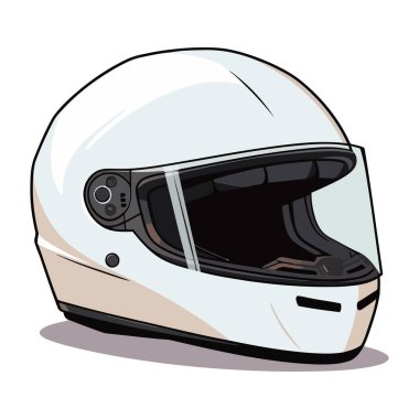 Motosiklet kaskı beyaz arka planda izole edilmiş. Yarış kaskının şirin bir görüntüsü. Vektör çizimi. Üretilmiş Yapay Zeka