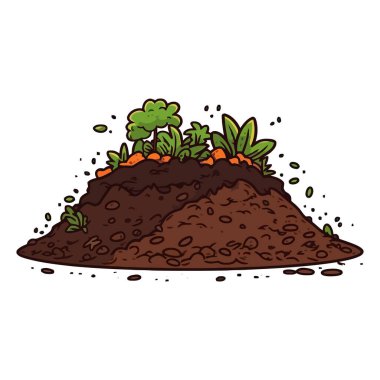 Toprak yığını. Bitki yetiştirmek için toprak. Ziraat için güzel bir toprak yığını imajı. Vektör çizimi. Üretilmiş Yapay Zeka