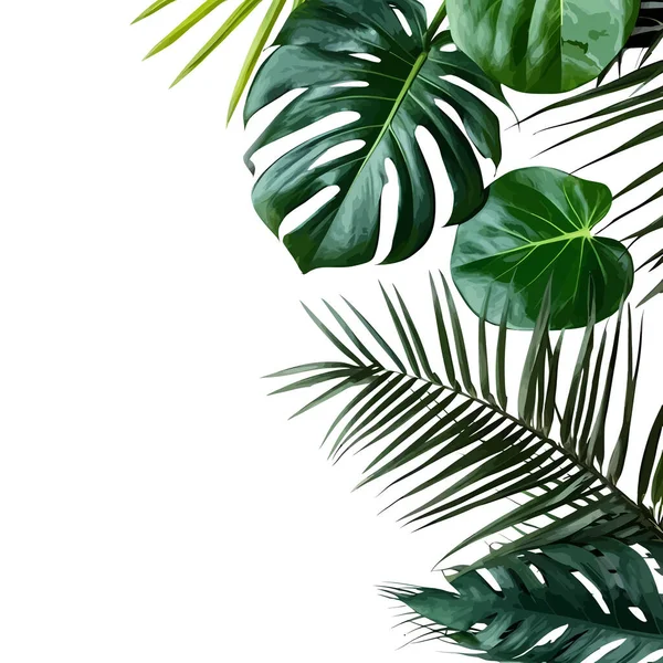 Folhas Palma Tropicais Folha Selva Sem Costura Vetor Floral Padrão — Vetor de Stock