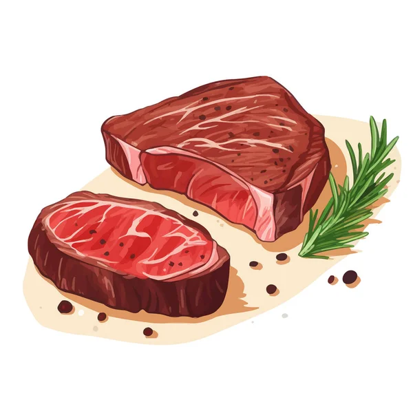 Carne Parrilla Aislada Sobre Fondo Blanco Filete Frito Carne Res — Vector de stock