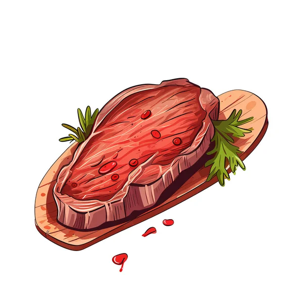 Grilované Maso Izolované Bílém Pozadí Smažený Steak Hovězí Steak Vepřový — Stockový vektor