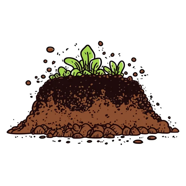 Pile Ground Soil Growing Plants Cute Image Heap Soil Agricultural — Stock Vector