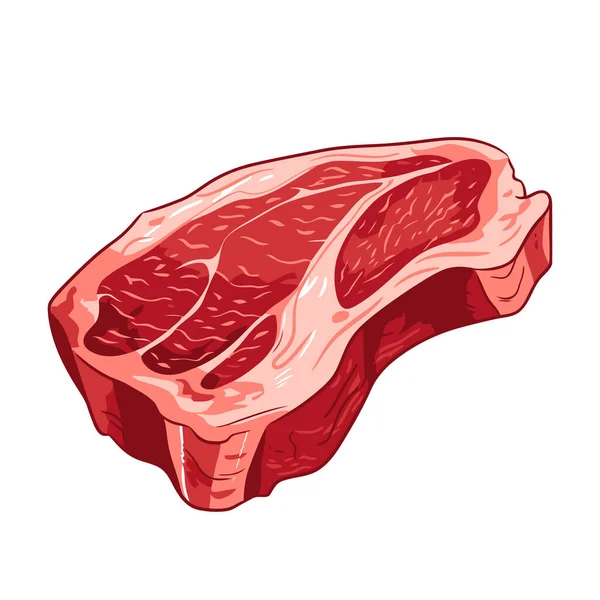 Filete Carne Cruda Rebanada Carne Fresca Aislada Sobre Fondo Blanco — Vector de stock