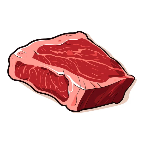Surowy Stek Mięsny Kawałek Świeżego Mięsa Izolowany Białym Tle Ilustracja — Wektor stockowy