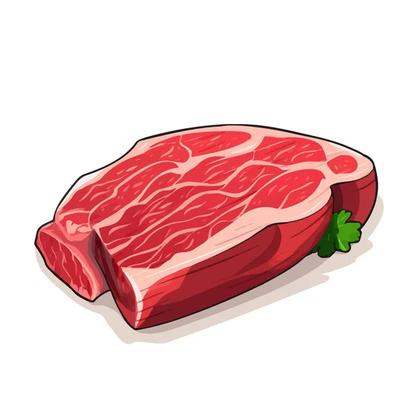 Rauwe Vleesbiefstuk Snijd Vers Vlees Geïsoleerd Witte Achtergrond Vector Illustratie — Stockvector