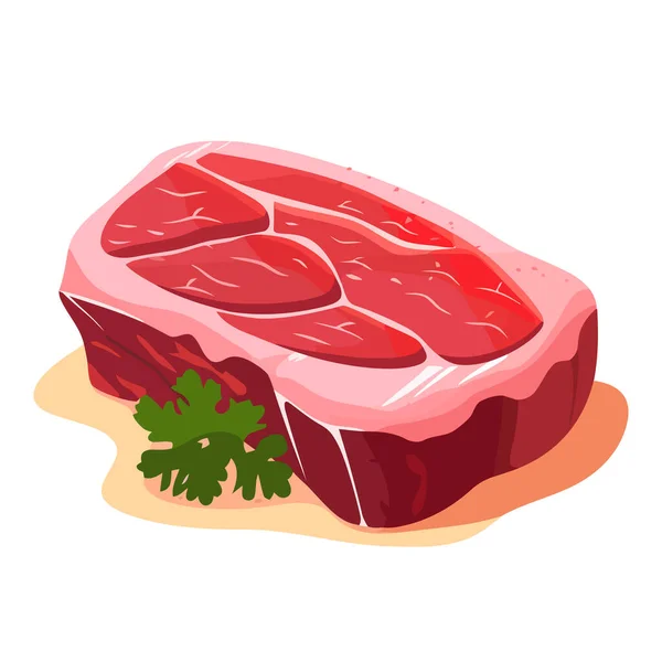 Bistecca Carne Cruda Fetta Carne Fresca Isolata Fondo Bianco Illustrazione — Vettoriale Stock