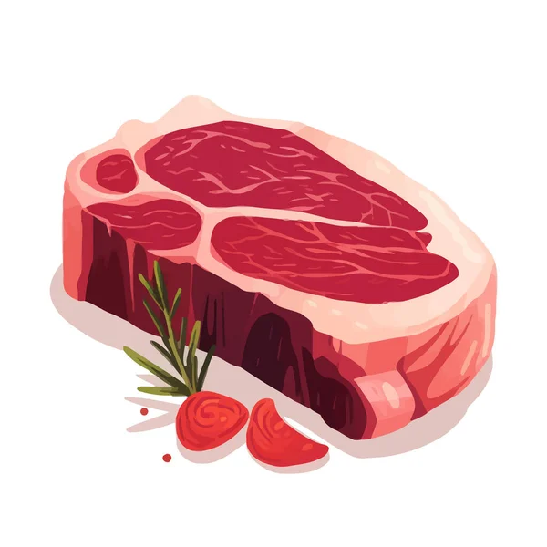 Nyers Hús Steak Fehér Alapon Izolált Friss Hús Szelete Vektor — Stock Vector