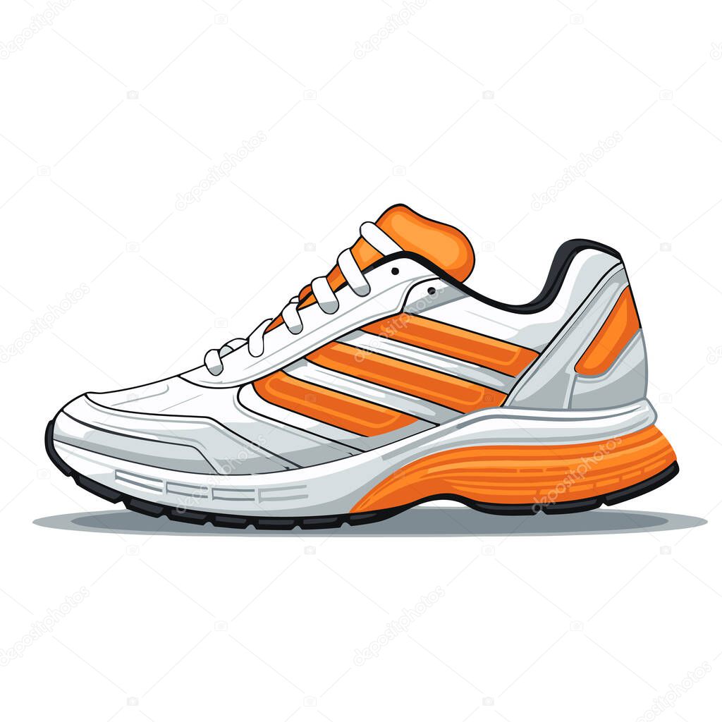 Cute modern sneakers. Sneakers isolated on white background. Shoes image. Vector illustration