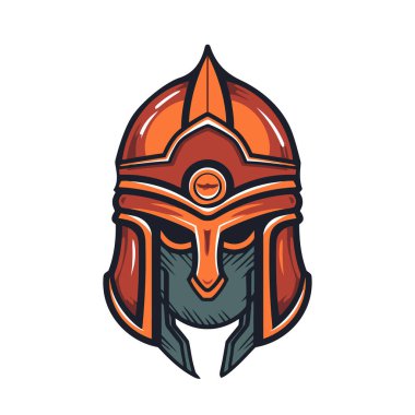 Şövalye savaşçı miğferi. Asker ya da gladyatör zırhı. Vektör çizimi. Üretilmiş Yapay Zeka