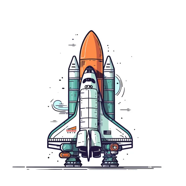 Imagen Del Transbordador Espacial Nave Espacial Futurista Lanza Galaxia Ilustración — Vector de stock