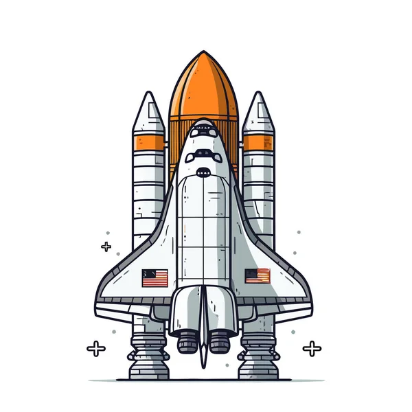 Immagine Dello Space Shuttle Astronave Futuristica Lancia Nella Galassia Illustrazione — Vettoriale Stock