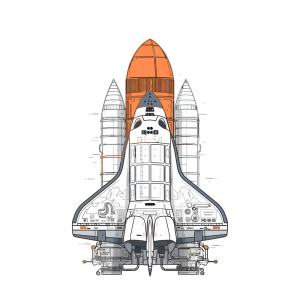 Imagen Del Transbordador Espacial Nave Espacial Futurista Lanza Galaxia Ilustración — Vector de stock