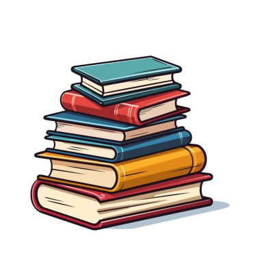 Bir yığın kitap. İzole kitap yığını görüntüsü. Eğitim konsepti. Vektör çizimi. Üretilmiş Yapay Zeka