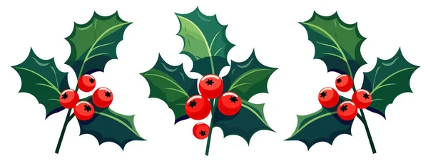 Weihnachten Stechpalme Mit Blättern Weihnachtspflanzen Weihnachtsdekoration Vektorillustration Generierte — Stockvektor