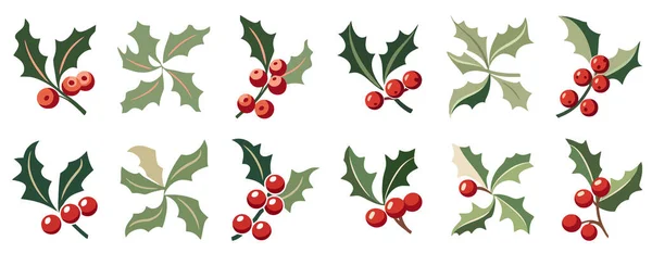 有叶子的圣诞冬青浆果 圣诞植物 圣诞装饰品矢量图解 产生的人工智能 — 图库矢量图片