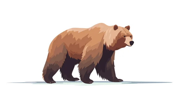 Medvídku Grizzly Obrázek Roztomilého Chodícího Medvěda Grizzlyho Izolovaného Bílém Vektorová — Stockový vektor