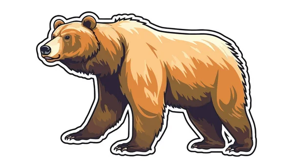 Грізлі Ведмідь Зображення Милого Ведмедя Гуляє Ізольовано Білому Векторні Ілюстрації — стоковий вектор