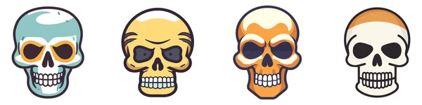 Conjunto Iconos Cráneo Humano Lindo Cráneo Humano Dibujos Animados Aislado — Archivo Imágenes Vectoriales