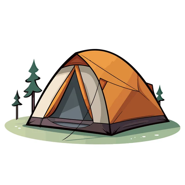 Camping Dans Forêt Image Tente Camping Dans Forêt Beau Paysage — Image vectorielle