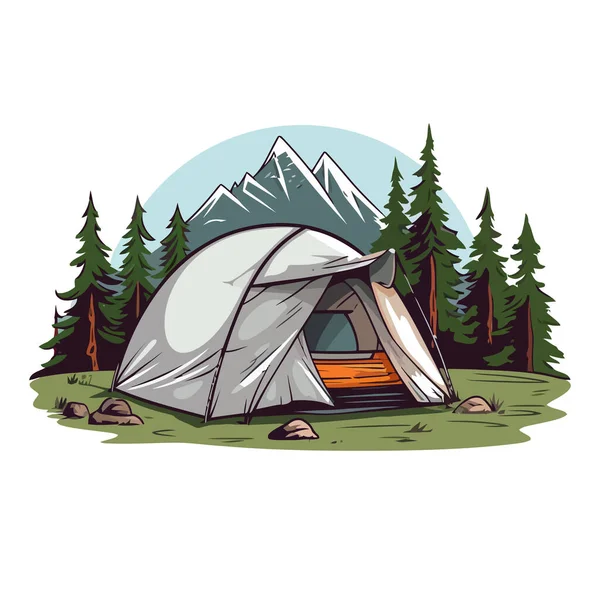 Camping Mountains Image Camping Tent Forest Mountains Landscape Vector Illustration — Stock Vector