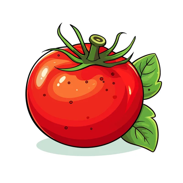 Leuke Rode Tomaat Geïsoleerd Tomaat Icoon Tomatenbord Platte Stijl Vector — Stockvector