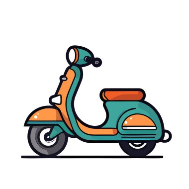 Scooter logosu. Motosiklet sembolü düz stil. Scooter simgesi izole edildi. Vektör çizimi. Üretilmiş Yapay Zeka