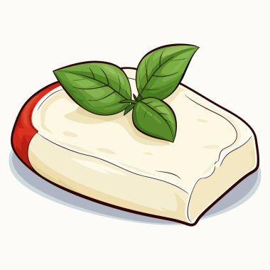 Peynir imajı. Peynirin şirin çizgi film görüntüsü. Vektör çizimi. Üretilmiş Yapay Zeka