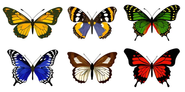 Zestaw Ikon Logo Motyla Ikony Motyla Płaskim Stylu Obraz Motyla — Wektor stockowy