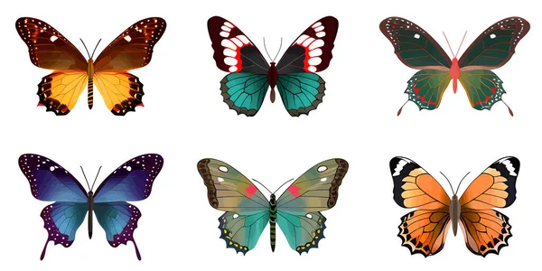 Zestaw Ikon Logo Motyla Ikony Motyla Płaskim Stylu Obraz Motyla — Wektor stockowy
