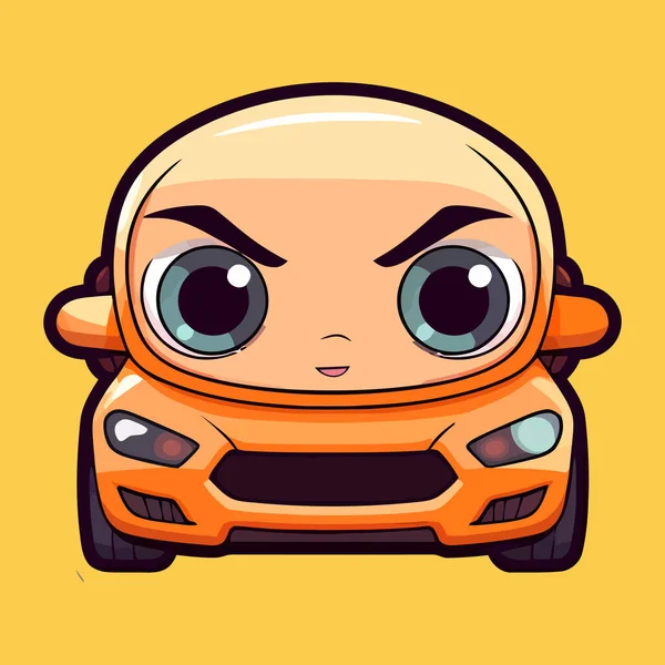 Niedlich Glücklich Auto Charakter Logo Lustiges Auto Mit Augen Und — Stockvektor