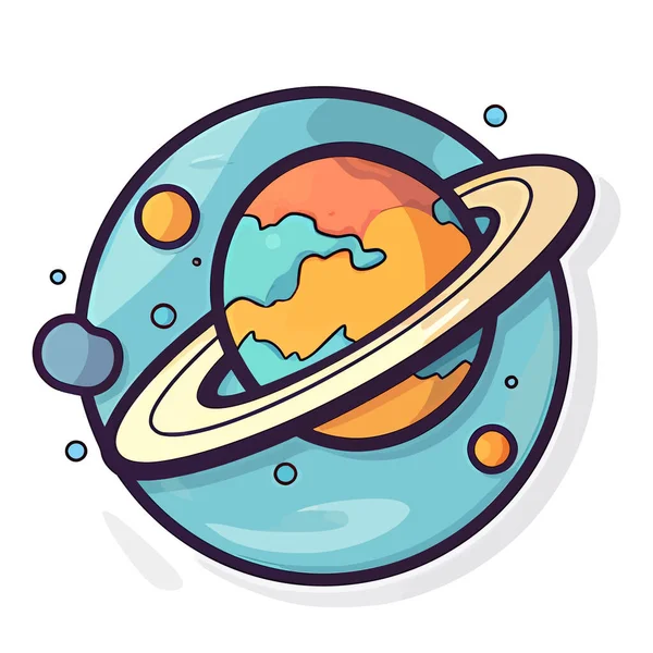 Pictograma Logo Ului Planetei Planeta Fantezie Colorată Izolată Fundal Alb — Vector de stoc