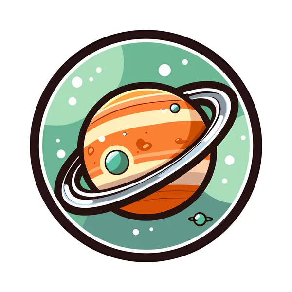Pictograma Logo Ului Planetei Planeta Fantezie Colorată Izolată Fundal Alb — Vector de stoc