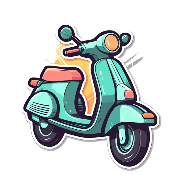 Scooter标志 摩托车的标志是扁平的 Scooter图标隔离 矢量图解 产生的人工智能 — 图库矢量图片
