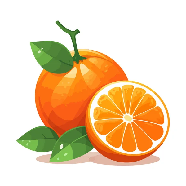 オレンジのアイコン オレンジの画像分離 フラットデザインのスライスオレンジ ベクターイラスト — ストックベクタ