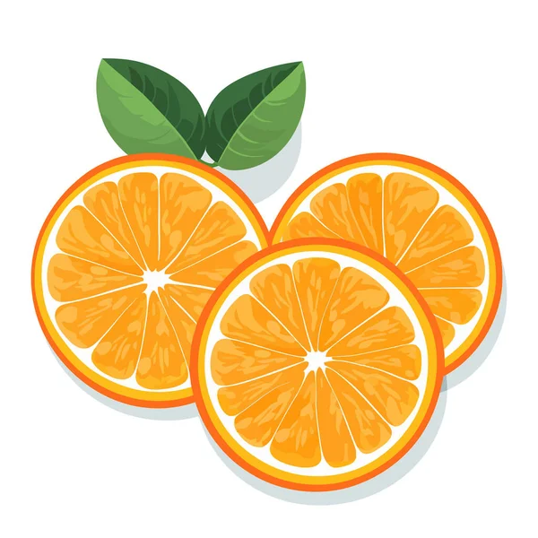 オレンジのアイコン オレンジの画像分離 フラットデザインのスライスオレンジ ベクターイラスト — ストックベクタ