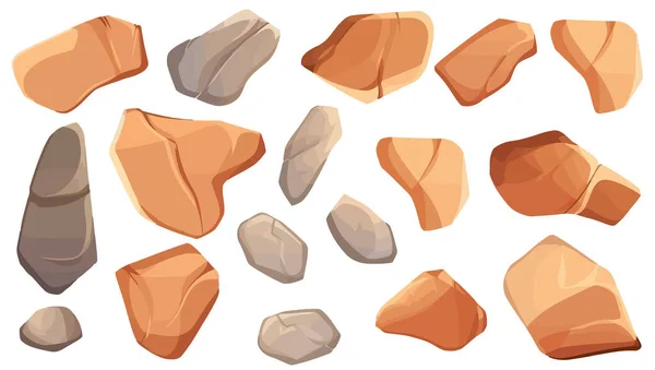 Imagen Diferentes Piedras Conjunto Piedras Aisladas Para Diseño Ilustración Vectorial — Vector de stock