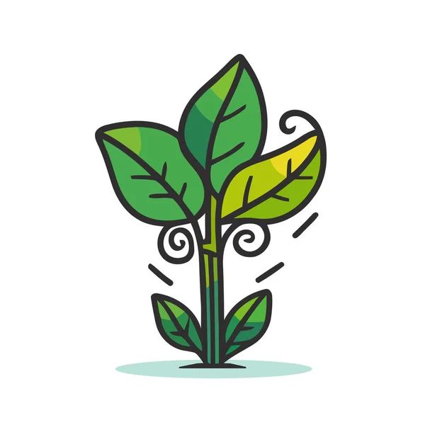 Grön Växt Med Blad Ung Växt Ikon Isolerad Vit Bakgrund — Stock vektor