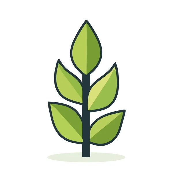 Grüne Pflanze Mit Blättern Junge Pflanze Ikone Isoliert Auf Weißem — Stockvektor
