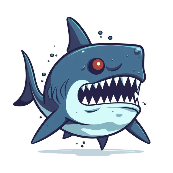 Злая Голубая Акула Логотип Значок Изображение Злой Акулы Изолированной Белом Лицензионные Стоковые Векторы