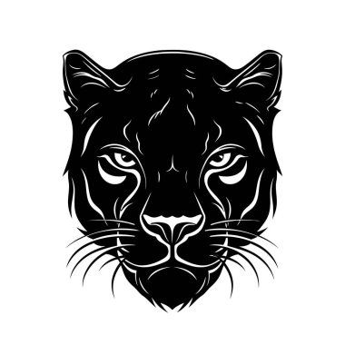 Panter kafa logosu tasarımı. Soyut çizim panter yüzü. Şirin panter yüzü izole edilmiş. Vektör illüstrasyonu