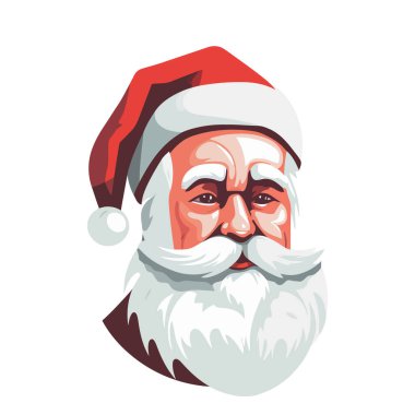 Noel Baba logosu tasarımı. Soyut Noel Baba çizimi. Şirin vektör illüstrasyonu