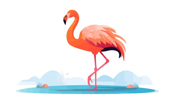Flamingo Logotyp Design Ritning Bild Rosa Flamingo Söt Flamingo Isolerad — Stock vektor