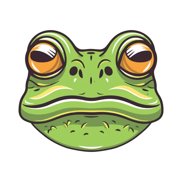 Логотип Лягушки Абстрактное Рисование Лица Лягушки Милое Личико Лягушки Изолировано — стоковый вектор