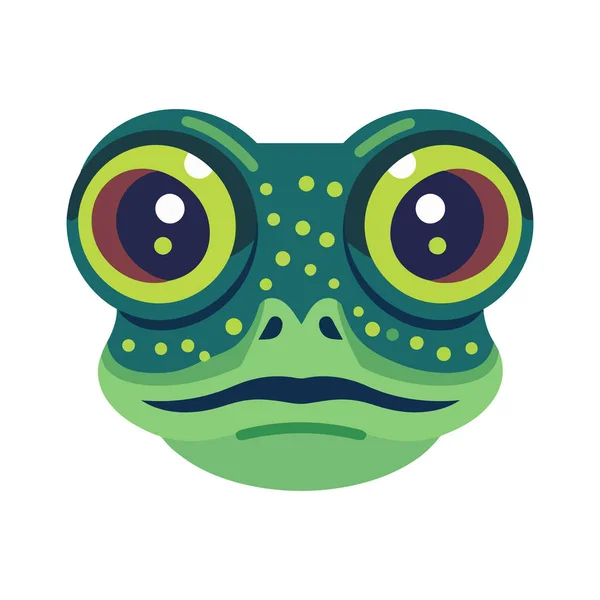 青蛙头标志设计 抽象画青蛙脸 可爱的青蛙脸孤立 矢量说明 — 图库矢量图片