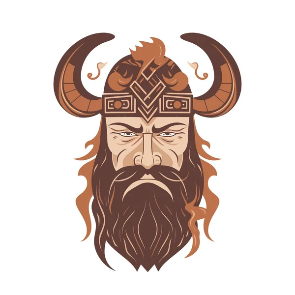 Vikingahuvud Hjälm Viking Krigare Logotyp Design Vektorillustration — Stock vektor