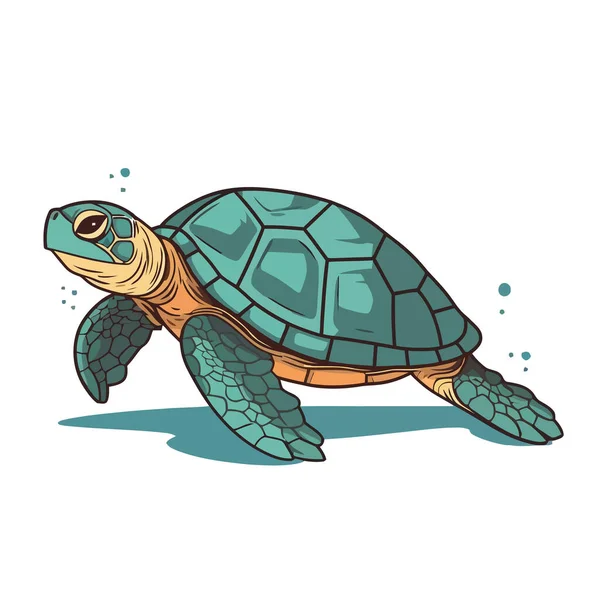 Sköldpaddsbild Abstrakt Dragsköldpadda Söt Sköldpadda Isolerad Vektorillustration — Stock vektor