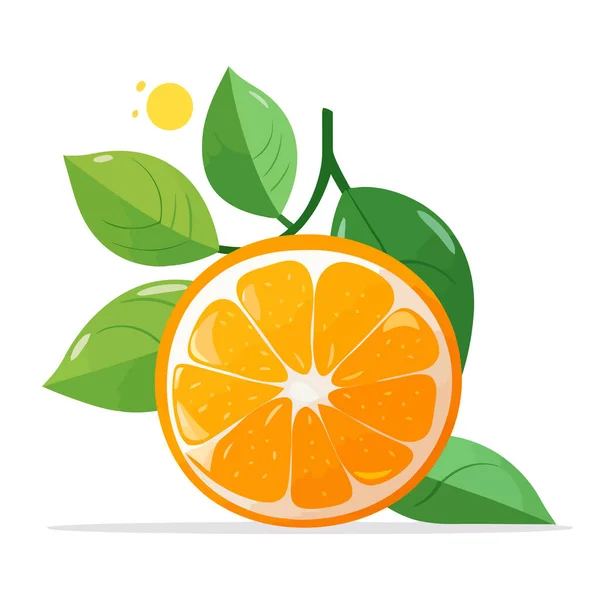 Ikon Jeruk Gambar Oranye Terisolasi Oranye Diiris Dalam Desain Datar - Stok Vektor