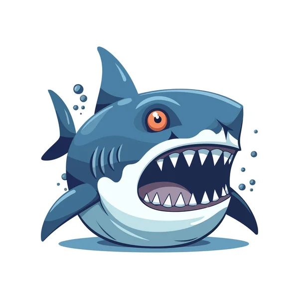 Злая Голубая Акула Логотип Значок Изображение Злой Акулы Изолированной Белом Стоковая Иллюстрация
